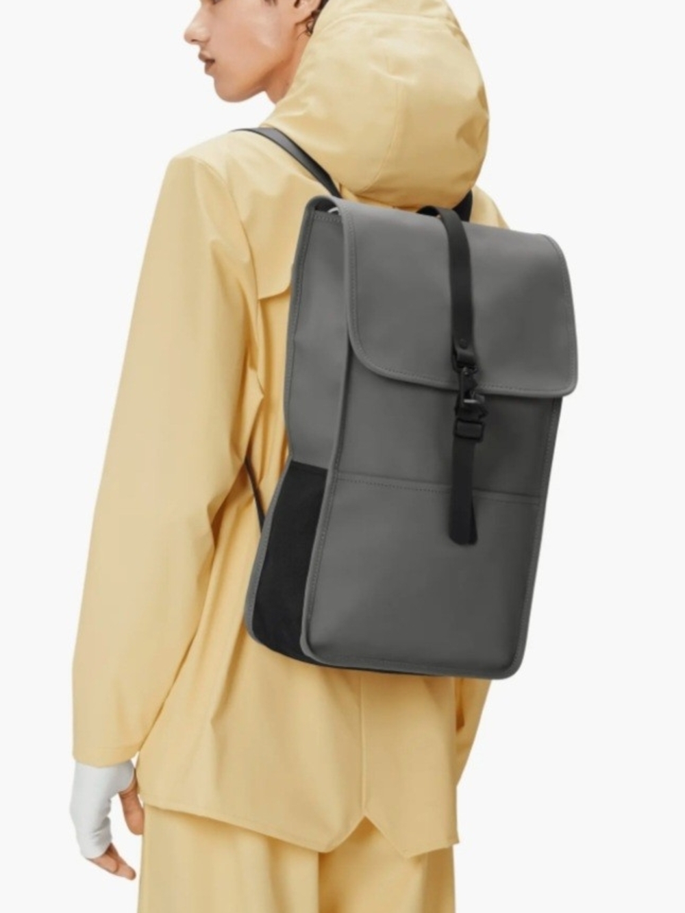 Men/Women Gray Waterproof Backpack with Black Strap